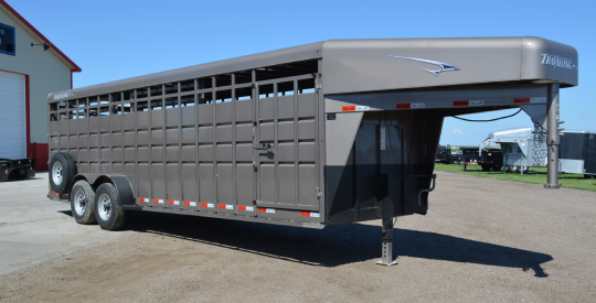 Outside of a Travalong Trailers Livestock Trailer